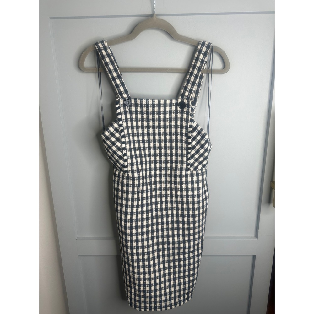 Francescas‎ Black White Gingham Plaid Pinafore Dress Mini Size XS NWT